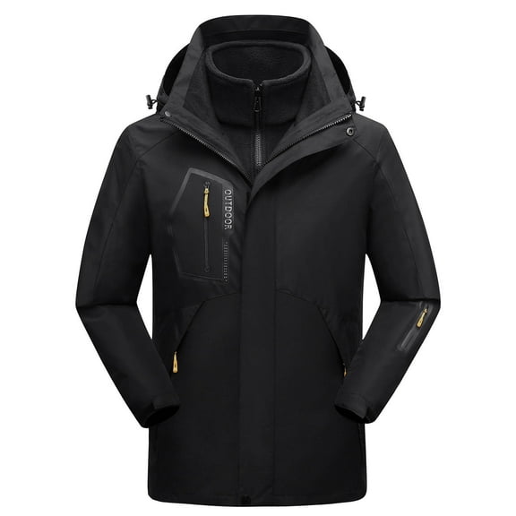 Rhuody Winter Coats For Men Autumn Winter Men'S Jackets Outdoor Hardshell Jacket Two Piece Mountaineering Wear Men'S Coat Long Sleeve Comfortable Clothes Black L