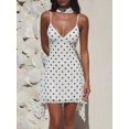 thumbnail image 7 of White Womens Summer Mini Sundress Spaghetti Strap V-Neck Vacation Dress, 7 of 7