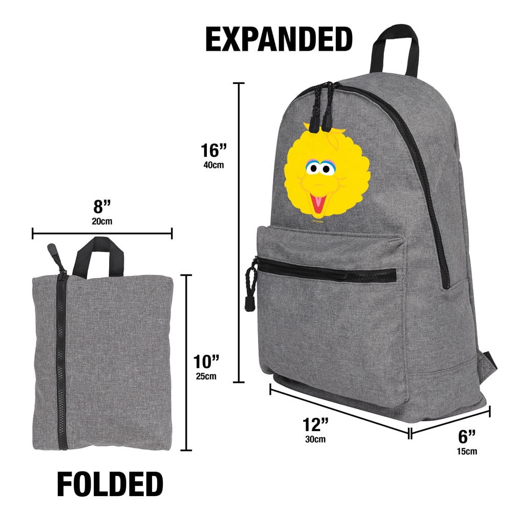 Sesame Street Big Bird Head Lightweight Backpack for Work School Daily Use Packable for Travel