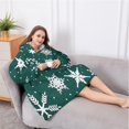 thumbnail image 5 of Oversized Wearable Blanket Hoodie,Green Christmas Snowflake Pattern Sherpa Blanket Hoodie with Super Pockets,Super Warm Fuzzy Pullover for Women & Men, 5 of 6