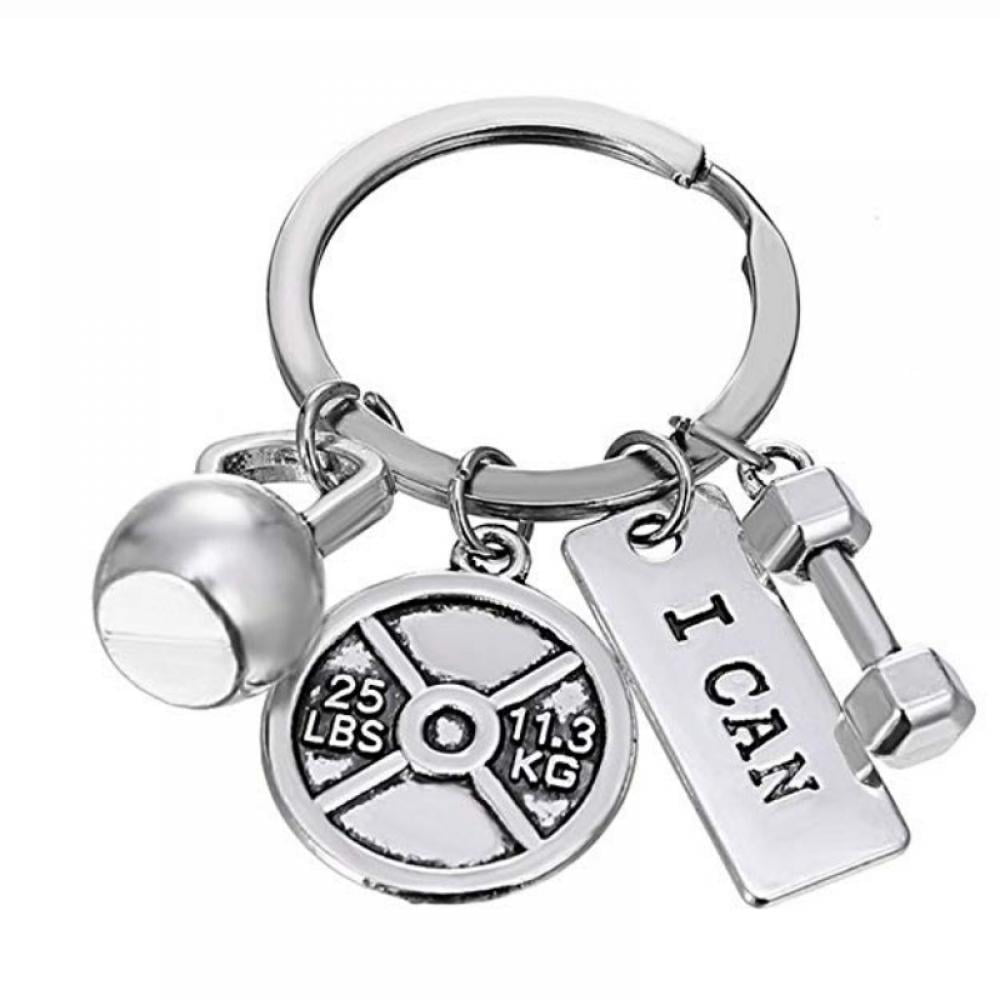 Weight Lifting Keyring Dumbbell StrengthTraining Crossfit Inspirational Keychain 