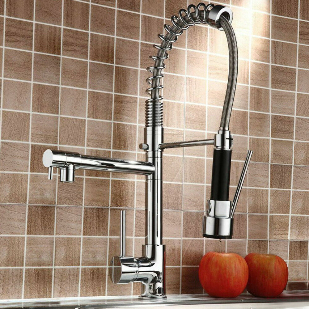 KITCHEN SINK MIXER TAP CHROME CONTRACT DOUBLE LEVER DECK 2 HOLE TAPS 1/4 TURN 
