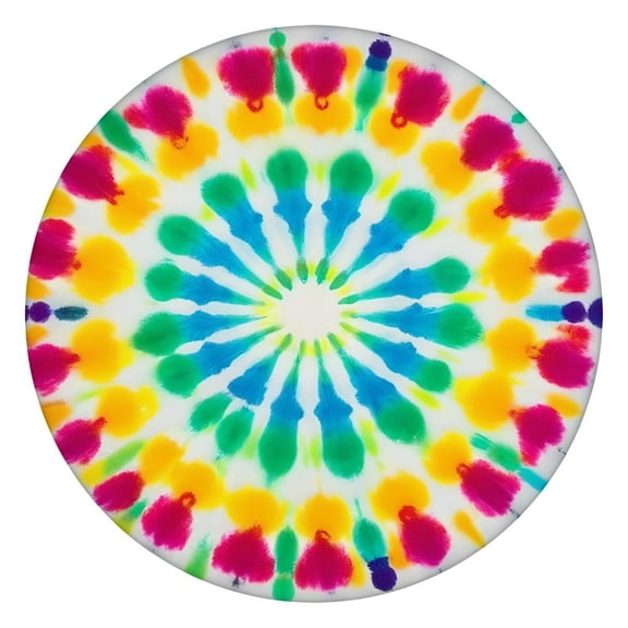 Colorful Rainbow Tie Dye Spiral Pattern Round Fitted Tablecloth with Elastic Edge,Dining Table Cover Waterproof,Outdoor Round Tablecloth for Camping,Dining,Indoor and Outdoor