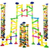 ONE DAY SALE!!! BIG Marble Run Coaster Maze Toy 115 Pieces Building Set: 82 Blocks + 33 Safe Plastic Marbles. 250 Long Marble Tracks. STEM Learning Games for Toddlers. Kids Building Kits.