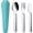 Teal, variant on Travel Utensils with Case, Reusable Camping Silverware Cutlery, 18/8 Stainless Steel Portable Fork Spoon Knife Set for Lunch Picnic School Workplace