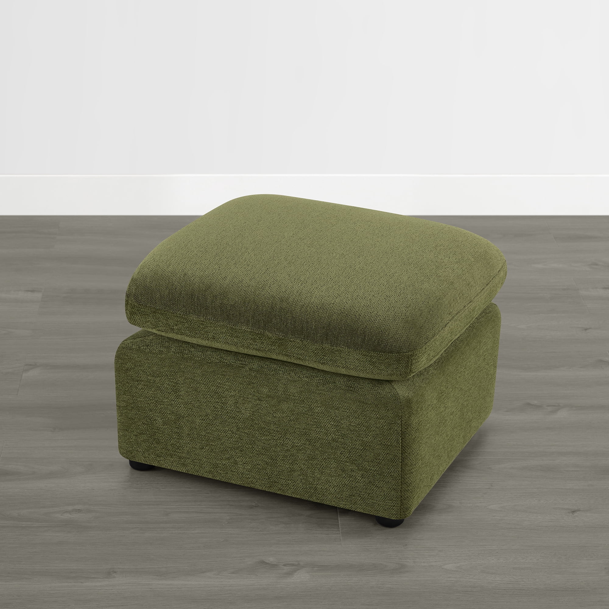 Spruce & Spring Upholstered Ottoman Footstool with Padded Cushion for Living Room and Bedroom, Green