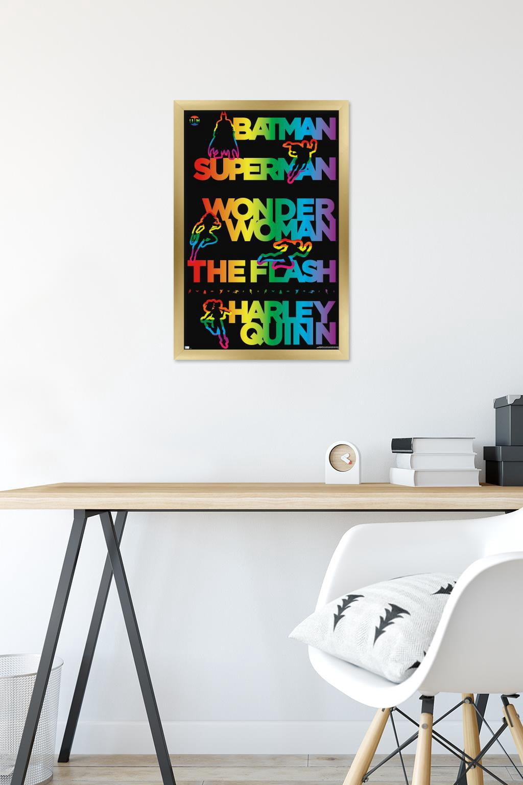 DC Comics Justice League - Rainbow Silhouette Wall Poster, 14.725" x 22.375" Framed