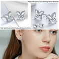 thumbnail image 3 of Juwaliy Butterfly Earrings Diamond April Birthstone Studs Earring 925 Sterling Silver Women Jewelry Wife Valentines Mother's Day Gifts for Mom/Grandma, 3 of 9