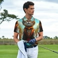 thumbnail image 4 of Daiia Riverside Meditating Cat Pattern Men’s Polo Shirts,Solid Deck Shirt,Classic Fit, Breathable Cotton Polo for Casual and Sport Wear-3X-Large, 4 of 7