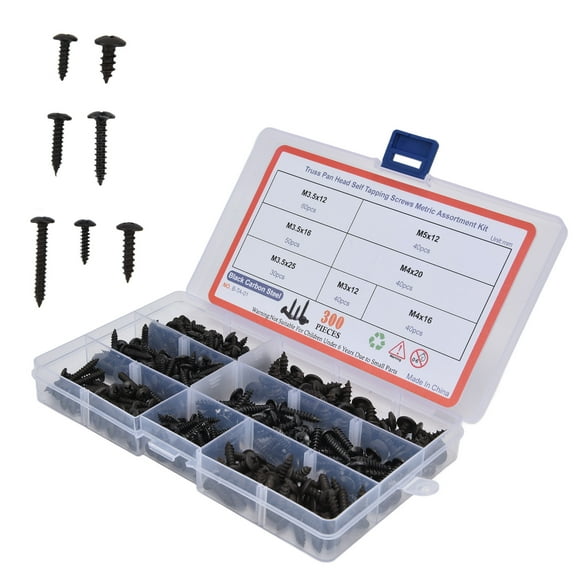 Head Tapping Screws, M3 M3.5 M4 M5 Carbon Steel Screw Kit Hardware Fasteners Standard Sizes For Machinery Repair