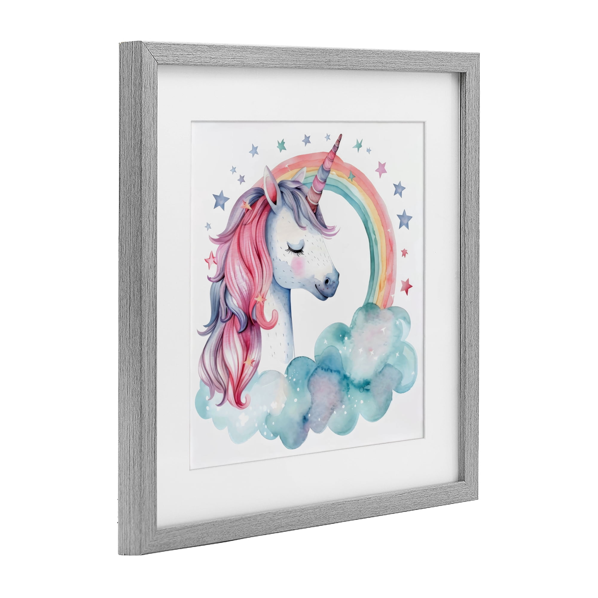 Stupell Industries Starry Rainbow Unicorn Gray Framed Print Under Glass, design by Creative Studio