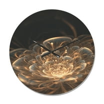 Designart 'Golden Rays With Fractal Flower' Modern Wood Wall Clock