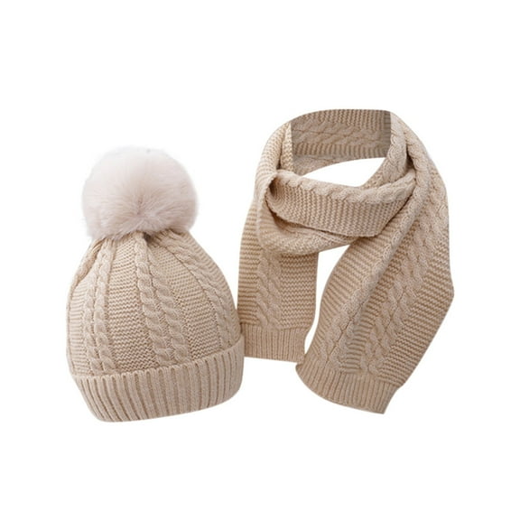 Baby Beanie Hat Scarf, Newborn Toddler Winter Warm Knit Cap, Fleece Lining Winter Warm HAT for Little Boys Girls for 1-4 Years