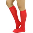thumbnail image 3 of ToBeInStyle Women's Fashion Opaque Nylon Knee High Socks - Red, 3 of 6
