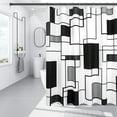 thumbnail image 3 of Rideau de Douche Noir en Tissu, Ensemble de Rideau de Douche avec 12 Crochets, Rideau de Bain 72 x 72 Pouces, 3 of 5