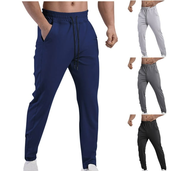 ZRGHAOYLQ Training Joggers for Men Athletic Running Basketball Sweatpants High Stretch Quick Dry Workout Pants Drawstring Waistband Jogging Pants Casual Straight Leg Open Buttom Trousers with Pockets