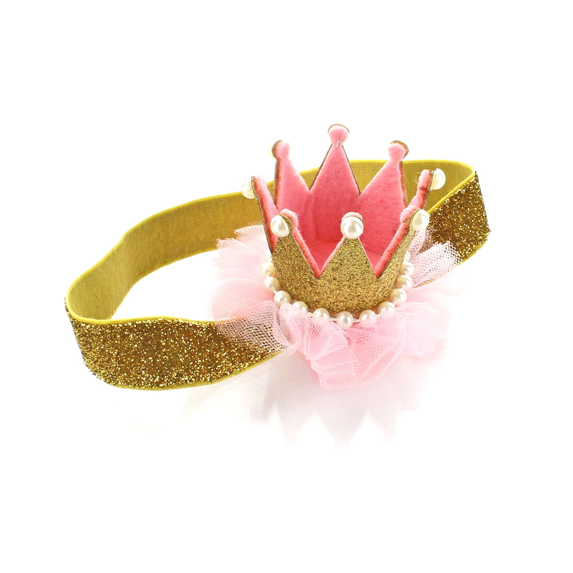 Baby Girl Newborn Princess Crown Headbands Light Pink/Gold
