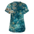 thumbnail image 4 of Flowers Printed Scrubs For Women V-Neck Medical Scrubs Short Sleeve Stretch Nurse Work Uniform Shirts Fashion Scrub Top With Pocket Army Green L, 4 of 5