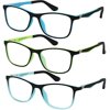 Kids Blue Light Blocking Glasses - Computer Video Gaming Eyeglasses for Boys and Girls Cute Colorful Square Frames Anti Eye Strain, Reduce Glare 3 Pack