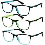 Kids Blue Light Blocking Glasses - Computer Video Gaming Eyeglasses for Boys and Girls Cute Colorful Square Frames Anti Eye Strain, Reduce Glare 3 Pack