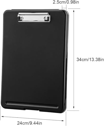 Quivanta Plastic A4 Form Storage Box Case, Clipboard Case, Bulk clipboard Set Suitable for School, Utility, Industrial Office, Medical Personnel, Black, 12 Pack
