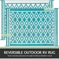 thumbnail image 2 of Outdoor Rug x Outdoor Carpet Reversible Patio Rug for Camping Large Outdoor Plastic Straw Area Rug Portable Geometric Mats for RV Backyard Deck Porch Beach Picnic Teal, 2 of 7