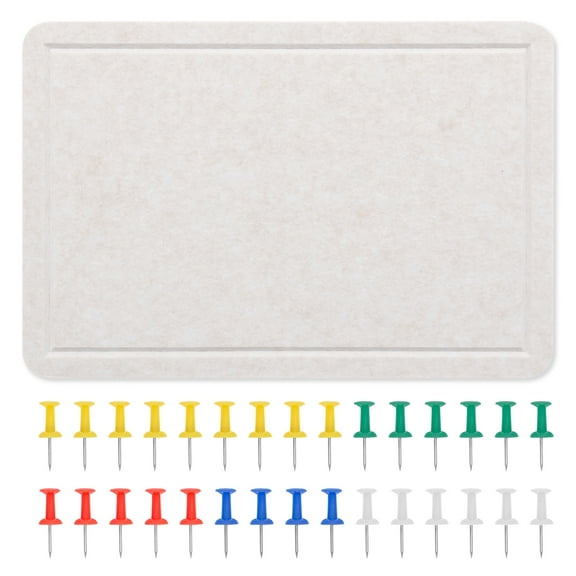 Grusce Bulletin Board, 23.62x15.75 inch Felt Cork Board with 30 Pushpins, Foldable Felt Notice Pin Board, Easy Install Frameless Photo Self-Adhesive Vision Display