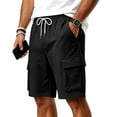 thumbnail image 5 of Dwelliawo Mens Cargo Shorts Stretchy High Waisted Drawstring Outdoor Hiking Shorts Fishing Camping Sports Work Short with Pockets Black 3xL, 5 of 6