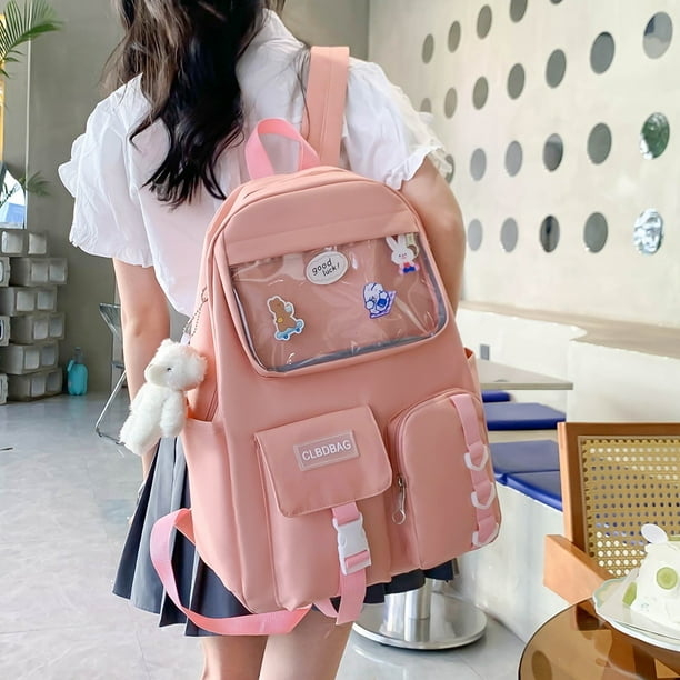 Bolsa 4 Uds. Mochilas Kawaii Mochila escolar para ninas adolescentes de hombro rosa Likrtyny Para Estrenar Walmart en linea