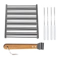 thumbnail image 1 of Hyasfey Support à Rouleaux pour Hot-Dogs avec Poignée en Bois Support à Rouleaux pour Saucisses Barbecue Cuisson Uniforme Outil de Cuisson Extérieur 5 Capacités, 1 of 8