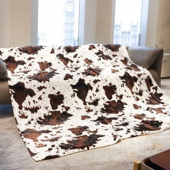 Flannel Fleece Cow Print Blanket King Size Super Soft Cozy Plush Cow Blankets Lightweight Microfiber Cow Print Throw Blanket For Couch Sofa Bed 90""X108""