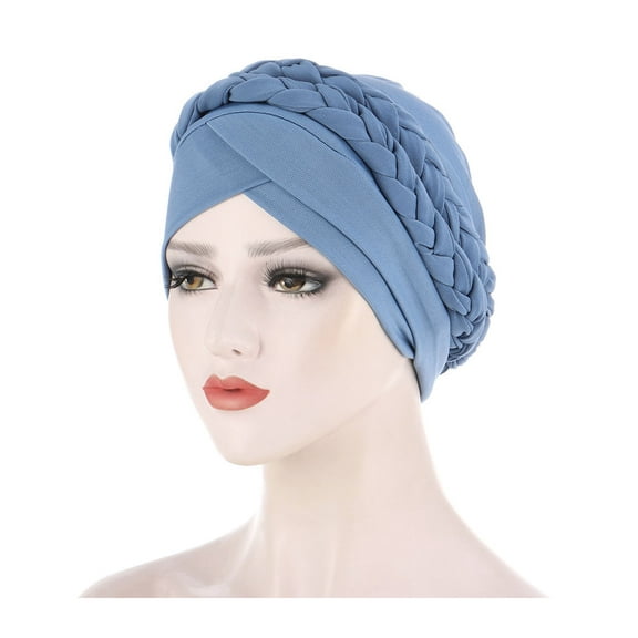 AKEGAMN Ethnic Pre-Tied Braid Turban Headwear Soft Milk Silk Hair Cover for Women, Pink One Size