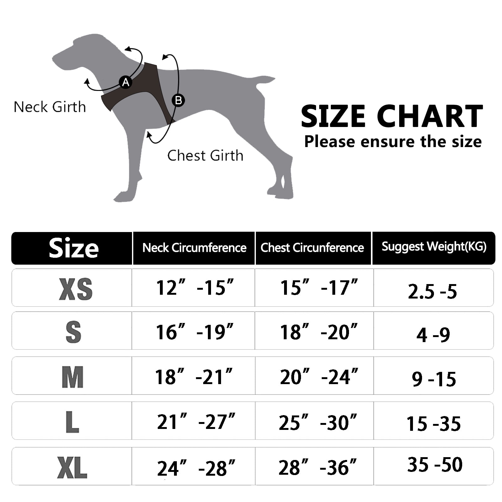 kong harness for dogs size chart