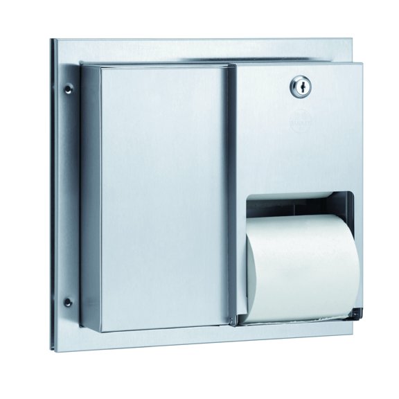 Bradley 5422-000000 Satin Stainless Steel Bradex Partition Mounted Dual Roll Toilet Tissue