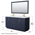 thumbnail image 6 of Wyndham Collection Miranda 66" Wood & Metal Double Bathroom Vanity in Blue/Gold, 6 of 7