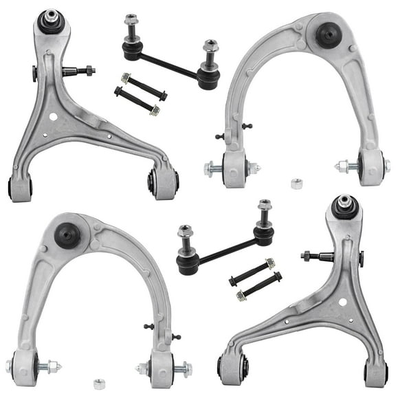 Detroit Axle - 6pc Front End Kit for 2008-2014 Cadillac CTS 2004-2009 SRX 2005-2011 STS, 4 Upper Lower Control Arms with Ball Joints 2 Sway Bar Links Replacement