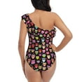 thumbnail image 5 of Picia Colourfull Owl Pattern Women's One Piece Swimsuits,One Shoulder Swimwear Asymmetric ,Ruffle Monokinis Bathing Suits,High Waisted Flattering Bathing Suits-XX-Large, 5 of 8