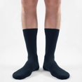 thumbnail image 3 of Mens Dress Socks 6 Pairs Combed Cotton Classic Solid & Patterned Crew Socks Soft Calf Socks-Navy blue, 3 of 6