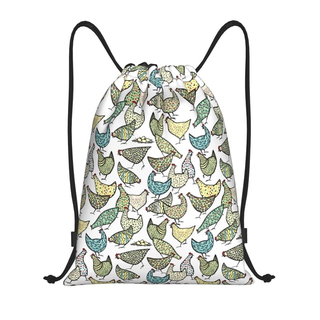 Fotbe Funny Chicken Bolsa Mochila con Cordón Estampada, Bolsa de Gimnasio Deportiva, Bolsa Cinch, Bolsa con Cordón para Hombres y Mujeres-Medium
