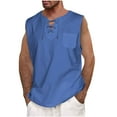 thumbnail image 2 of Spring Tops for Women Tank Tops for Men Big and Tall Men Casual Summer Cotton and Linen Solid V-Neck Tie Pocket Sleeveless Tank Tops, 2 of 5