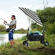 BETISEF Collapsible Fishing Cart w/11’’ All-Terrain Wheels for Sand,550lb Large Capacity Beach Wagon Heavy Duty Garden Cart with Rod Holders,Umbrella Holder and Storage Pockets