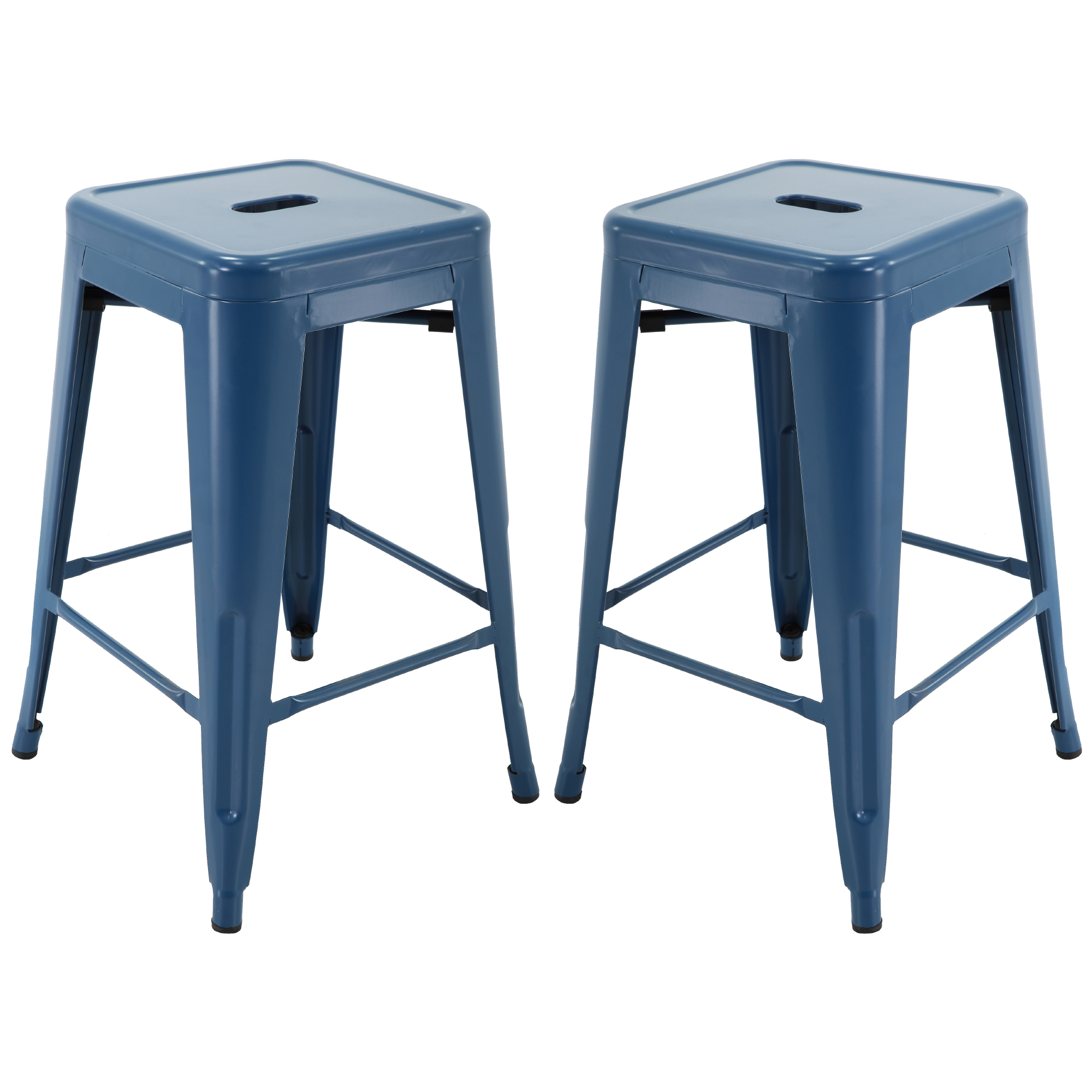 Brage Living 24inch Stackable Metal Barstool, Set of 2, Backless Style