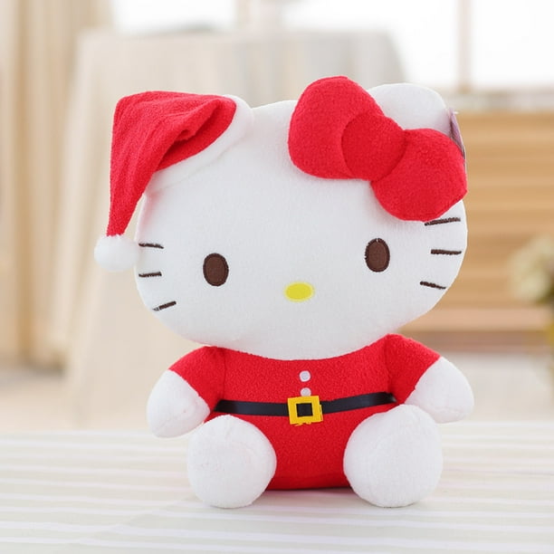 Preciosos juguetes de peluche Kawaii Hallo Kitty, juguetes de peluche rojos de Navidad HK Plushie, regalo de peluche de Hello Kitty de Navidad