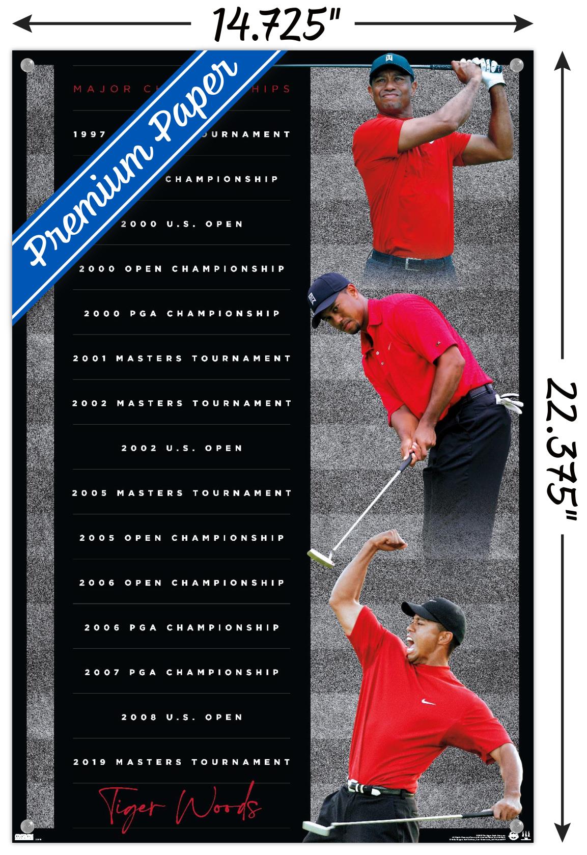 Tiger Woods - Majors 14.72" x 22.37" Poster, by Trends International