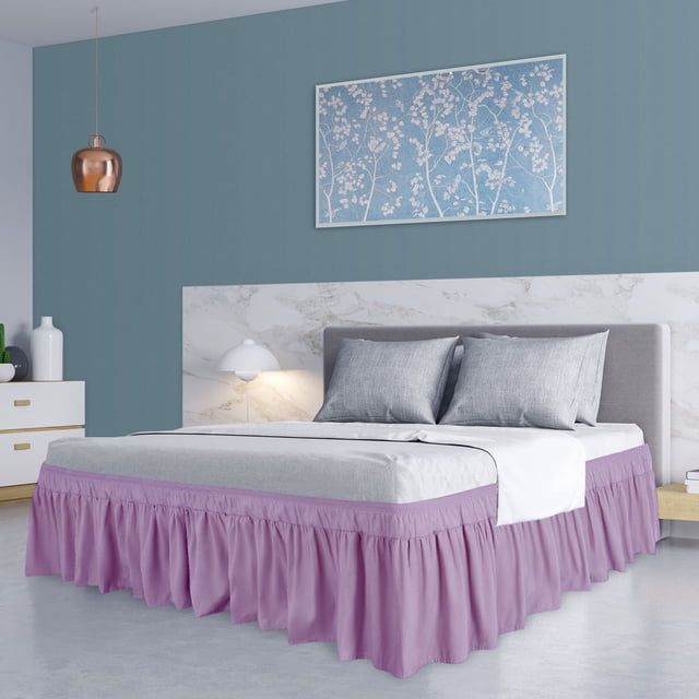 Unique Bargains Polyester Bed Skirt Durable 16 Inch Drop Easy Fit Wrinkle, Elastic Dust Ruffles Bedskirts
