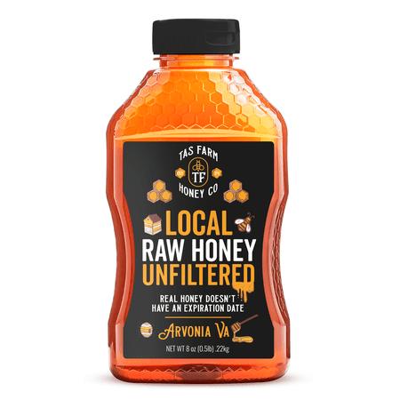 TAS HONEY CO - 1/2 POUND Raw & Real Natural Honey - 8oz Squeeze Bottle