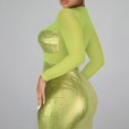 thumbnail image 6 of DAETIROS Women Dresses Long Sleeved Round neck Solid Sexy Dresses Fashion Dresses Green Trendy Skirt Size L, 6 of 7