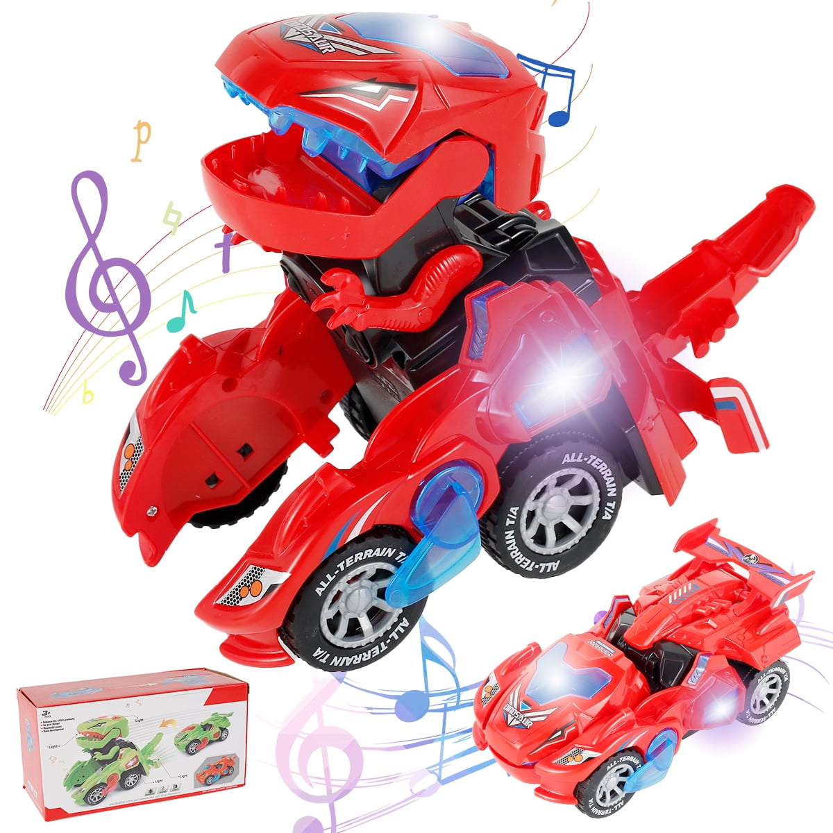 Transforming Dinosaur LED Car Dinosaur Transform Car Toy Automatic Dino