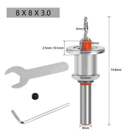 

GLFILL 8mm Shank Countersink Woodworking Router Bit Milling Cutter Screw Extractor