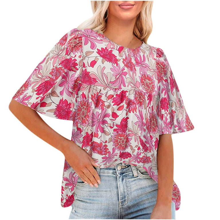 Gorgeous Fuchsia Floral Print Top - Blouses & Shirts